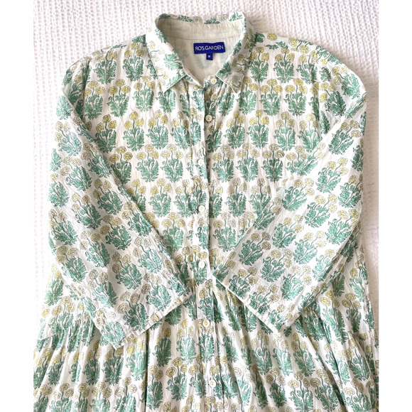 Ro's Garden Women's Size Medium Shirt Dress Deauville 3/4 Sleeve Floral - Picture 4 of 4